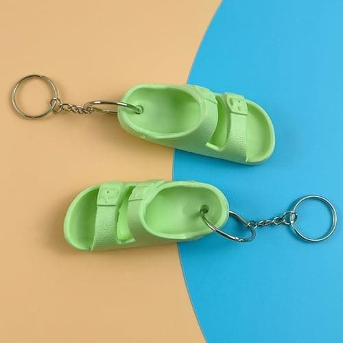 Zerodis Mini Sandal Keychains, 5 Pairs Flip Flop Key Rings for Handbags & Purses