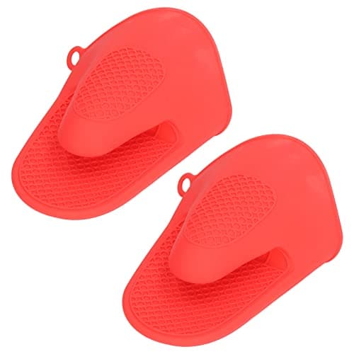Zerodis Mini Silicone Oven Mitts for Cooking and BBQ (Black) — Red