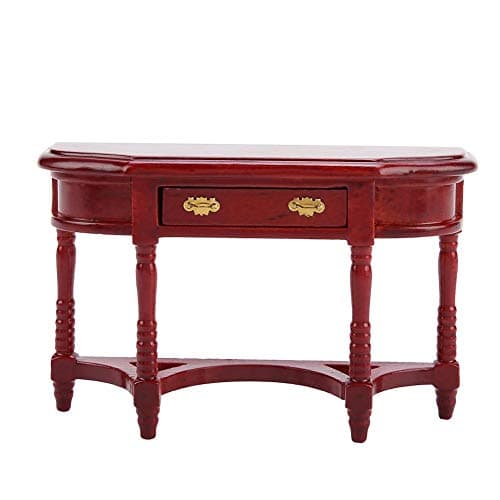 Zerodis 1:12 Scale Mini Dollhouse Half-Round Table - Wooden Furniture for Kids' Pretend Play