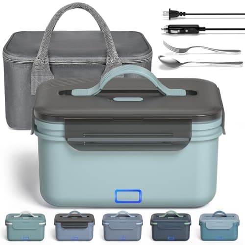Monteka 100W High Power Portable Food Warmer, 1.8L Stainless Steel Container, Grey — Dark Green