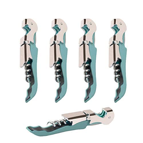 Kit-Home Professional Waiter Corkscrew Wine Openers Set (4 PCS),Upgraded with Heavy Duty Stainless Steel Hinges Wine Key for Restaurant Waiters, Sommelier, Bartenders — Cyan 1 Pack