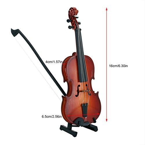 Wooden Mini Violin Model Display with Bow Stand and Case - Perfect Gift for Home Office Decoration, Birthdays, and Valentine's Day