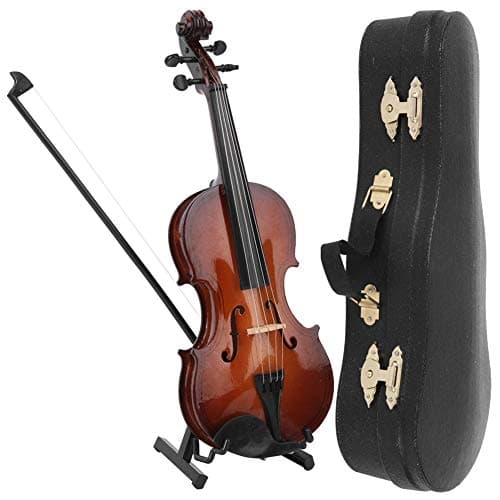 Oumefar Mini Viola Replica with Case - Wooden Miniature Violin for Crafts and Gifts