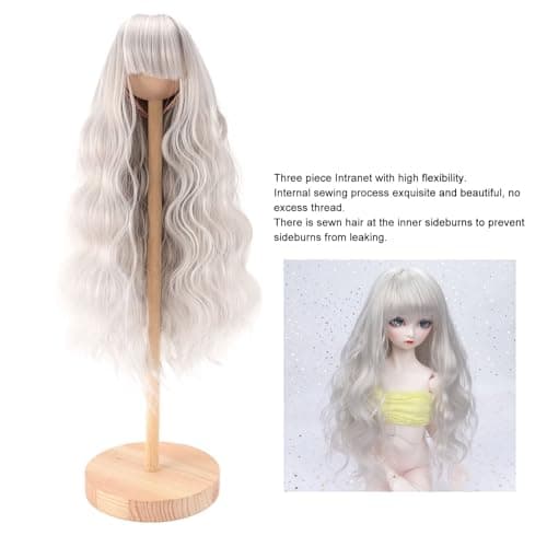 Zerodis Silver Doll Wig, Long Deep Curly Hair for Doll Making Supplies