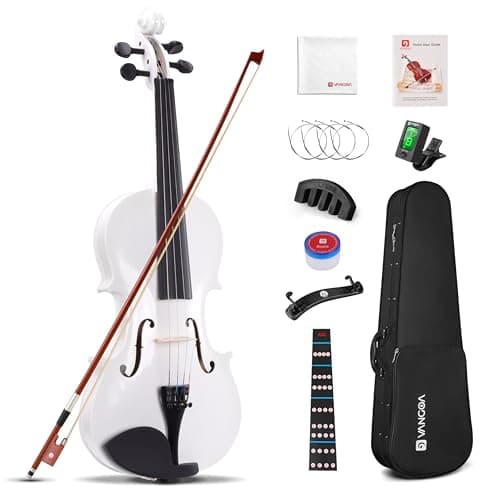 Vangoa 1/2 Size Acoustic Violin for Beginners Kids Ages 6-9 — White