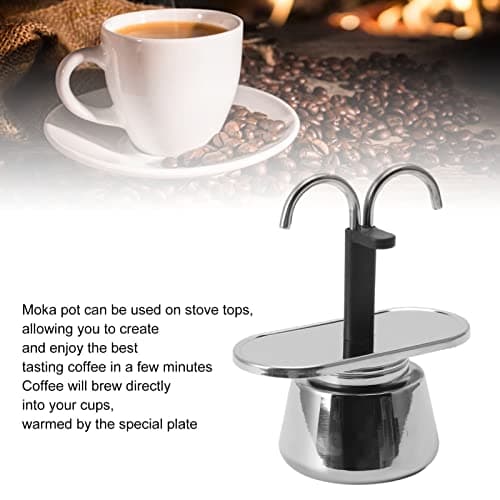 Zerodis Mini 2 Cups Italian Stovetop Espresso Pot Silver