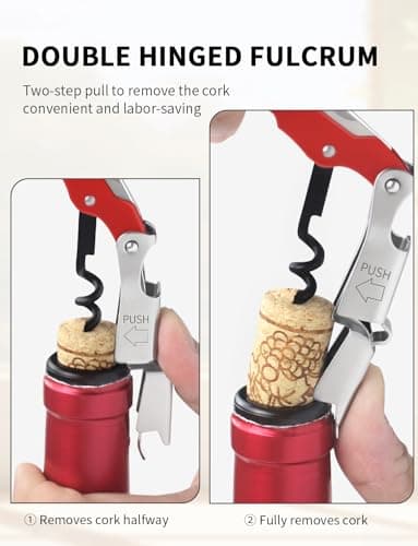 CORKAS Professional Waiter Corkscrew, Heavy Duty Foil Cutter, Red
