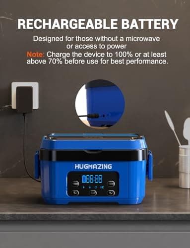 Cordless Electric Lunch Box – Rechargeable Self-Heating Food Warmer for Travel and Office Meals, 1100ML Container