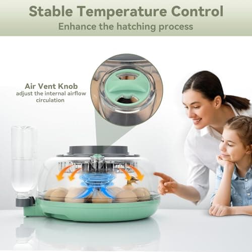 InIcubator 18 Egg Incubator with Auto Turning & Humidity Control - 360° Clear View for Hatching