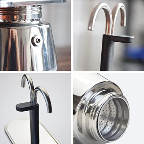 Zerodis Mini 2 Cups Italian Stovetop Espresso Pot Silver