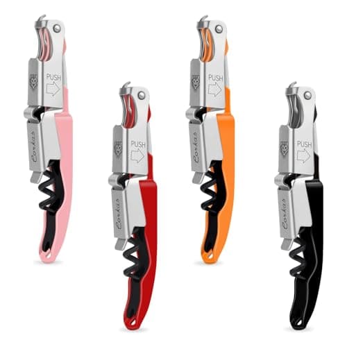 CORKAS Professional Waiter Corkscrew, Heavy Duty Foil Cutter, Red — Pink/Red/Orange/Black