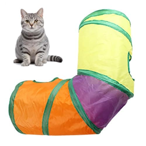 Vibrant Rainbow ThreESided Cat Tunnel, Portable & Foldable, for Indoor Fun