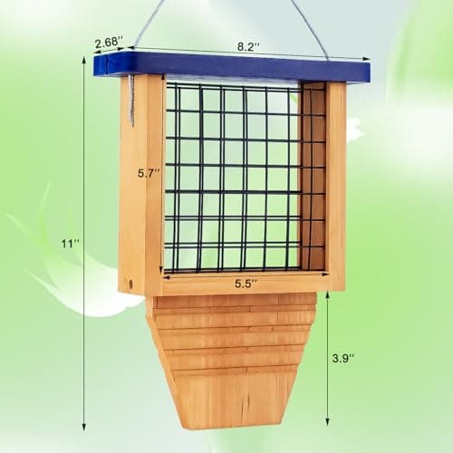 Woodpecker Tail Prop Suet Feeder, Blue, Hanging Outside