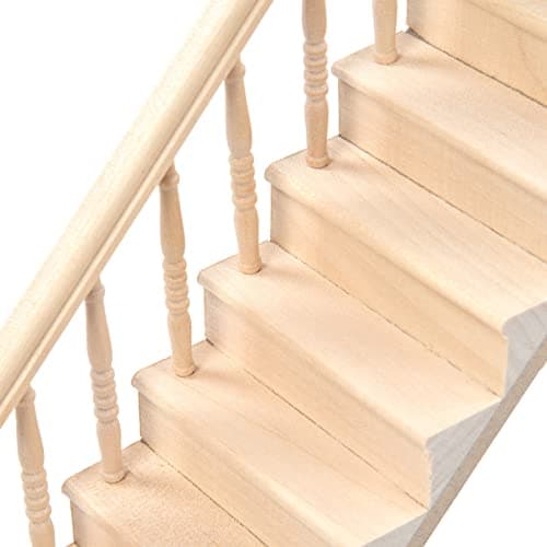 Zerodis Mini Wood Staircase for Doll House Fairy Garden Decoration