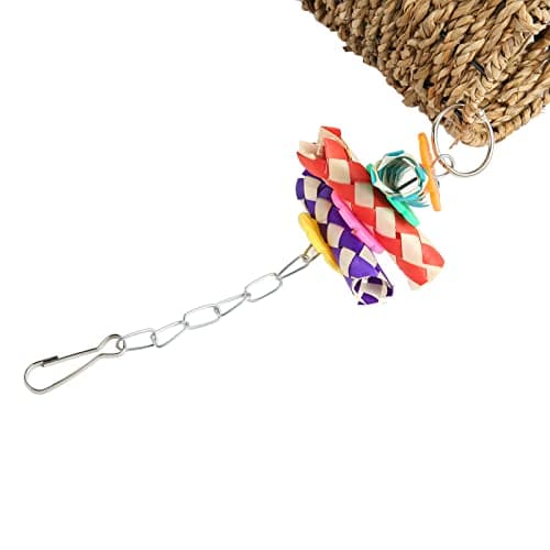 Durability and Fun: Hooked Bird Grass Woven Swing for Parrots and Parakeets