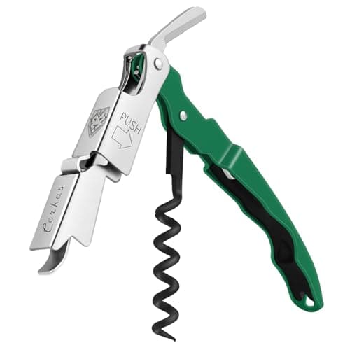 CORKAS Professional Waiter Corkscrew, Heavy Duty Foil Cutter, Red — Dark Green