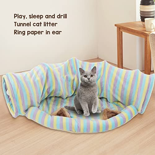Premium Plush Foldable Cat Tunnel Bed with Play Tube