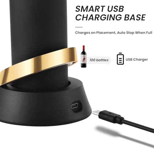 Luxury Electric Wine Opener with Charging Base & Foil Cutter - Elegant Corkscrew Gift