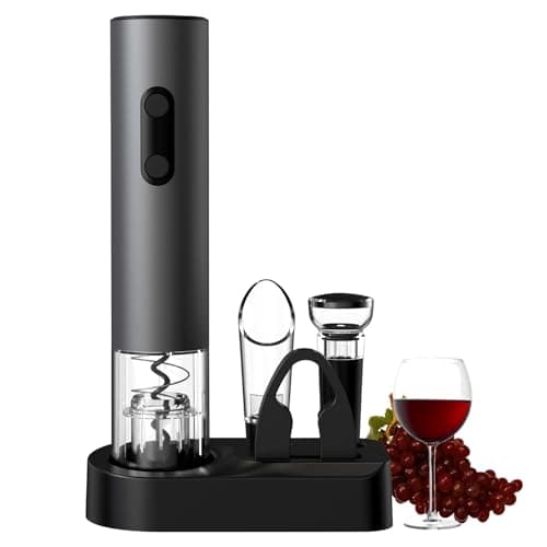COKUNST 4-in-1 Electric Wine Opener Set – Cordless Corkscrew with Foil Cutter, Pourer, and Vacuum Stoppers – Perfect Gift for Home Parties