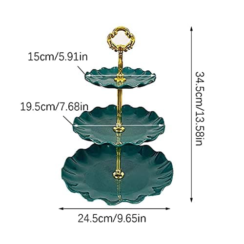 Dark Green 3-Tier Dessert Cake Stand for Tea Party, Wedding, and Birthday