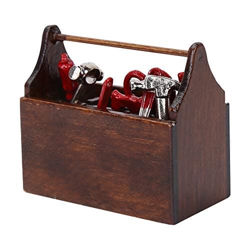 1:12 Miniature Wooden Toolbox: Dollhouse Model Accessory