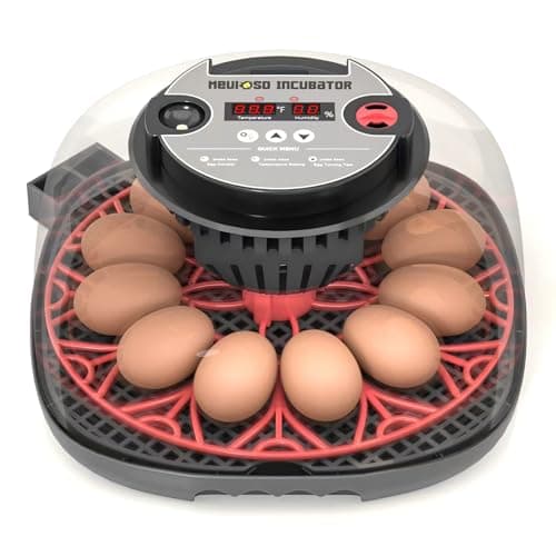 12-24 Egg Automatic Turning Incubator with Water Top-up, Fahrenheit Display, 360° View Poultry Hatcher — Red