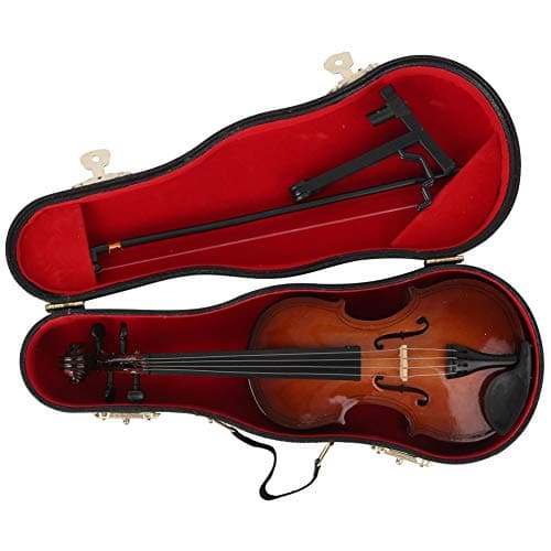 Oumefar Mini Viola Replica with Case - Wooden Miniature Violin for Crafts and Gifts