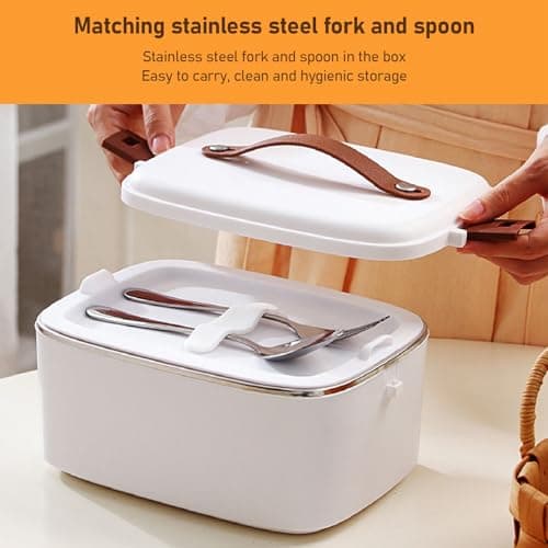 Zerodis Portable Electric Lunch Box Heater for Work – 1.8L Stainless Steel Food Warmer 2 in 1 for Adults, Ideal for Cars