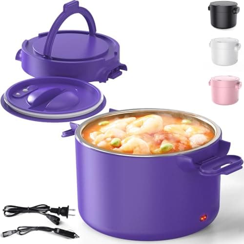 100W Portable Electric Lunch Warmer 33oz Leak-proof for Work and Travel — 33oz Purple