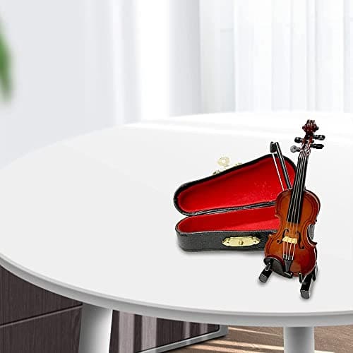 Miniature Wooden Violin with Stand & Case, Perfect Photo Prop
