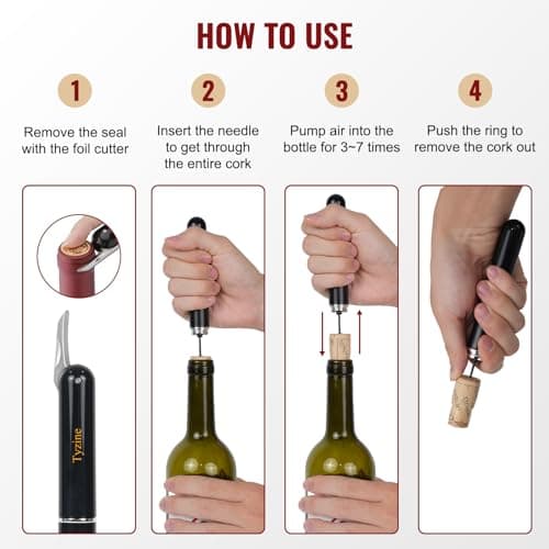 Wine Air Pressure Pump Bottle Opener with Foil Cutter – Efficient and Easy Tool for Wine Lovers (Black)