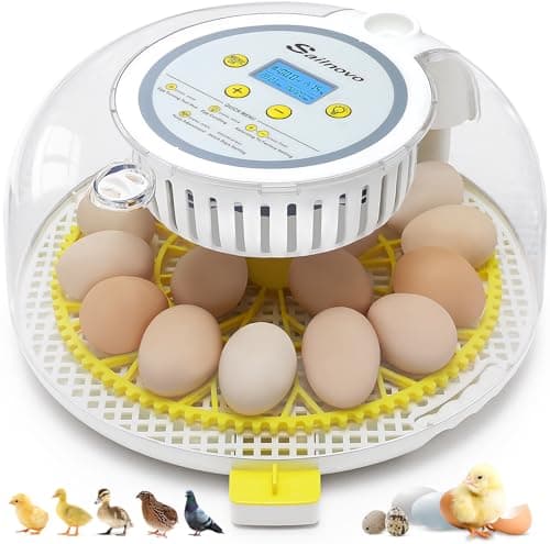 Sailnovo Automatic Egg Incubator with Turning, Humidity Display & Candler (Blue) — Yellow