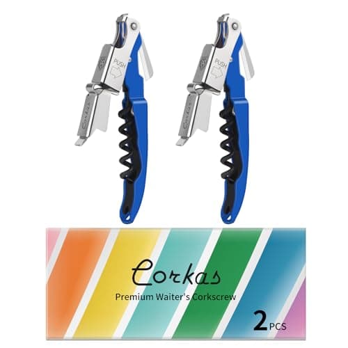 CORKAS Professional Waiter Corkscrew, Heavy Duty Foil Cutter, Red — 2 Pack - Blue