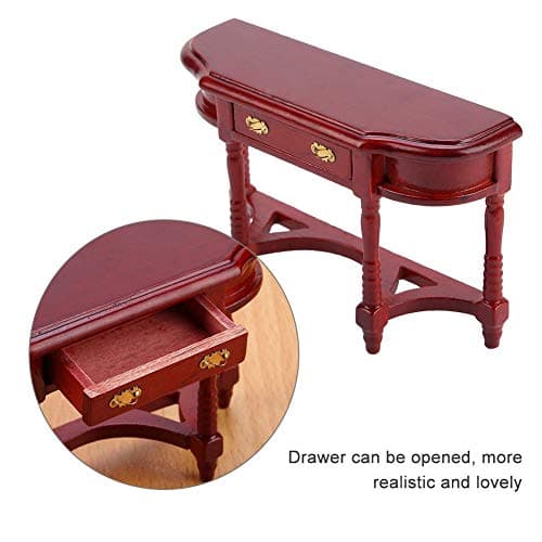 Zerodis 1:12 Scale Mini Dollhouse Half-Round Table - Wooden Furniture for Kids' Pretend Play