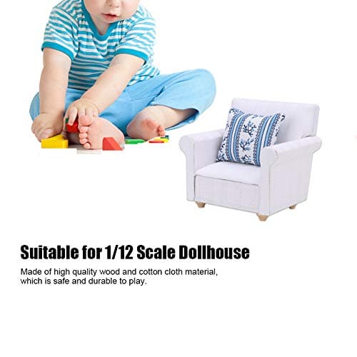1:12 Scale Miniature White Sofa with Back Cushions for Fairy Gardens Dollhouse Accessories