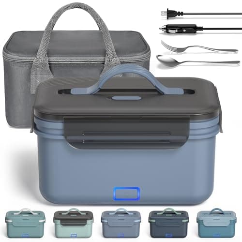 Monteka 100W High Power Portable Food Warmer, 1.8L Stainless Steel Container, Grey — Dark Blue