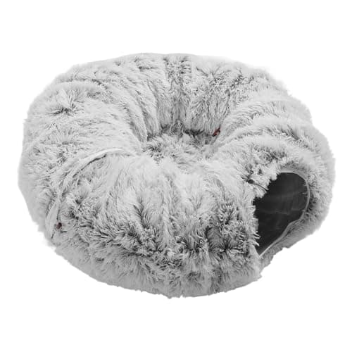 Space-Saving Fluffy Cat Tube Bed with Washable Cushion for Indoor Pets
