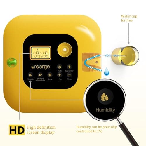 Duck and Quail Incubators with Humidity & Temp Control & 360° View & Auto Turner & Hatch Day Display (Fahrenheit ℉)