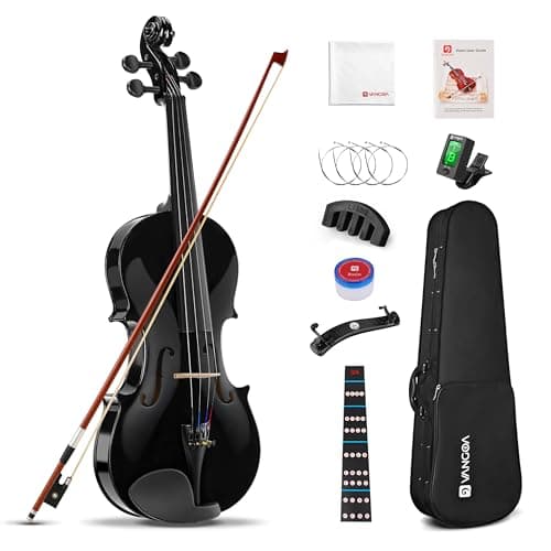 Vangoa 1/2 Size Acoustic Violin for Beginners Kids Ages 6-9 — Black