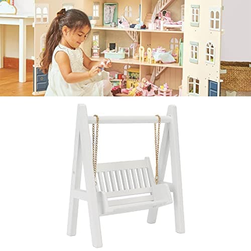 Exquisite Birch Wood Porch Swing for 1:12 Dollhouse Garden