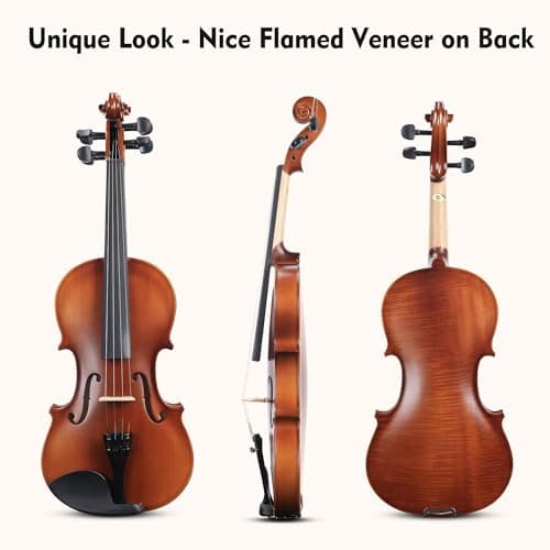 Adm 3/4 Size Wood Violin Set for Beginners with Case, Rosin, Bow, Tuner