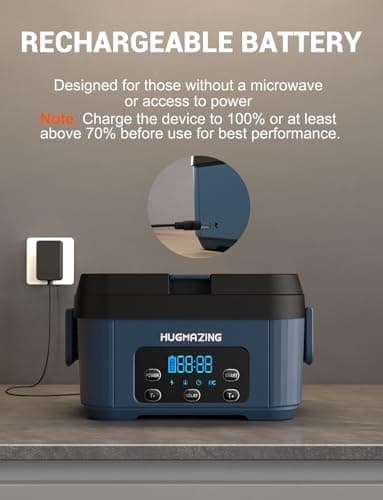 Battery-Powered Heated Lunch Box for Adults - Portable Self-Heating Food Warmer with Stainless Steel Container