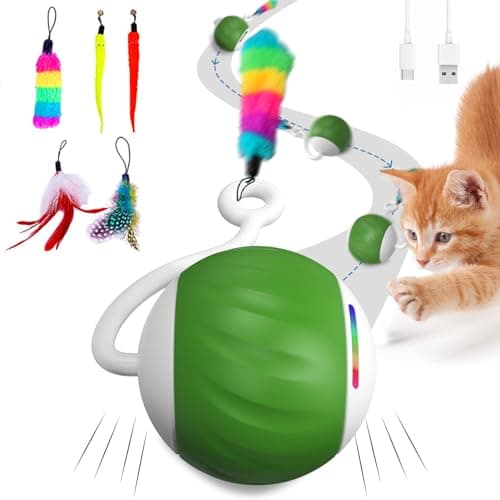 Interactive Cat Toy for Indoor Cats: DIY Moving Cat Ball Toy with LED Lights — Green
