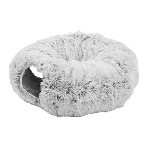 Premium Plush Cat Donut Tunnel Bed, Soft Multifunctional Folding Toy for Indoor Cats and Kitten