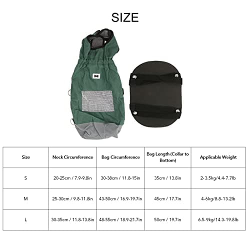 Breathable Safe Disability Drag Bag for Paralyzed Dogs Rear Legs (M, 4-6kg)