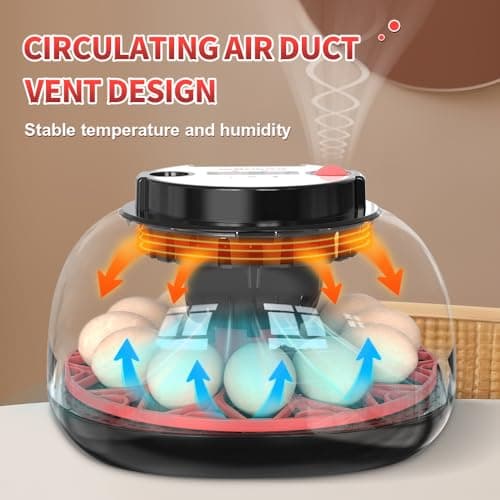 12-Egg Automatic Turning Incubator with Humidity Control & 360° View Water Adder for Hatching Eggs