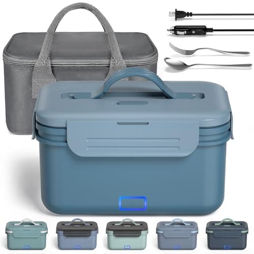 Monteka 100W High Power Portable Food Warmer, 1.8L Stainless Steel Container, Grey — Navy Blue