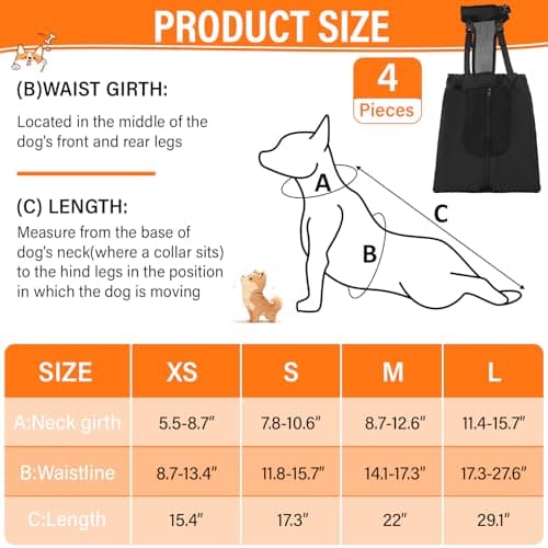 Adjustable Dog Drag Bags for Paralyzed Rear Legs - 4 Packs, Breathable Protection for Disabled Pets (Medium)