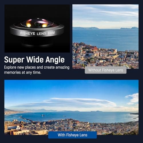 Neewer 8mm Fisheye Lens for 17mm Thread Phones – Compatible with SmallRig, iPhone, and Samsung Cases