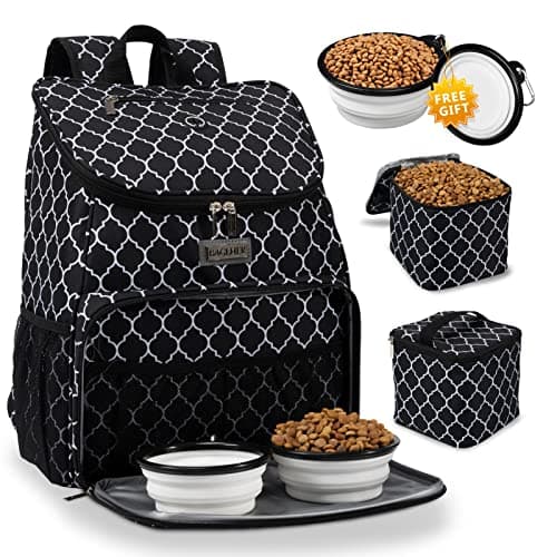 BAGLHER Airline Approved Dog Travel Backpack with Bowls and Food Baskets, Gray — DLBlack-A